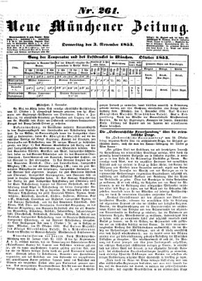 Neue Münchener Zeitung (Süddeutsche Presse) Donnerstag 3. November 1853