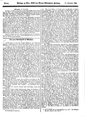 Neue Münchener Zeitung (Süddeutsche Presse) Montag 21. November 1853