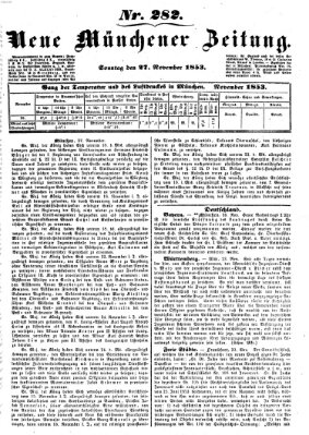 Neue Münchener Zeitung (Süddeutsche Presse) Sonntag 27. November 1853