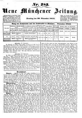 Neue Münchener Zeitung (Süddeutsche Presse) Dienstag 29. November 1853