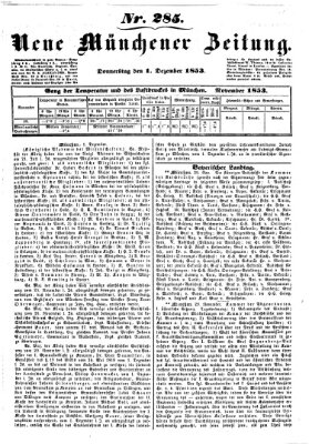 Neue Münchener Zeitung (Süddeutsche Presse) Donnerstag 1. Dezember 1853