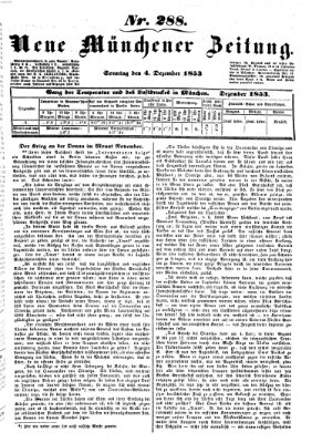 Neue Münchener Zeitung (Süddeutsche Presse) Sonntag 4. Dezember 1853