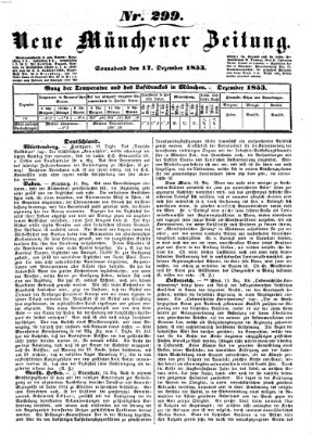 Neue Münchener Zeitung (Süddeutsche Presse) Samstag 17. Dezember 1853