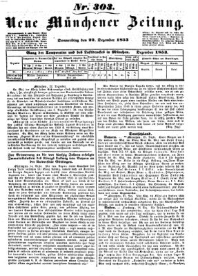 Neue Münchener Zeitung (Süddeutsche Presse) Donnerstag 22. Dezember 1853