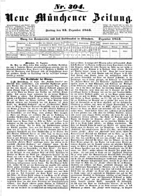 Neue Münchener Zeitung (Süddeutsche Presse) Freitag 23. Dezember 1853