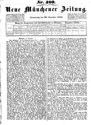 Neue Münchener Zeitung (Süddeutsche Presse) Donnerstag 29. Dezember 1853