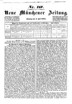 Neue Münchener Zeitung (Süddeutsche Presse) Dienstag 4. Juli 1854