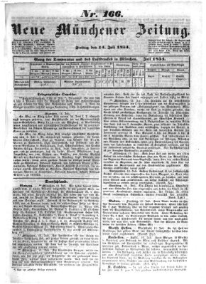 Neue Münchener Zeitung (Süddeutsche Presse) Freitag 14. Juli 1854