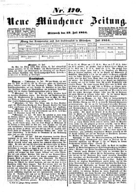 Neue Münchener Zeitung (Süddeutsche Presse) Mittwoch 19. Juli 1854