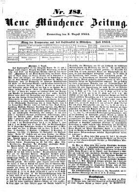 Neue Münchener Zeitung (Süddeutsche Presse) Donnerstag 3. August 1854