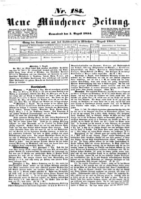 Neue Münchener Zeitung (Süddeutsche Presse) Samstag 5. August 1854