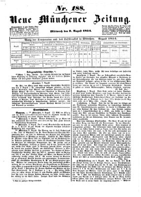 Neue Münchener Zeitung (Süddeutsche Presse) Mittwoch 9. August 1854