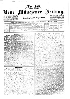 Neue Münchener Zeitung (Süddeutsche Presse) Donnerstag 10. August 1854