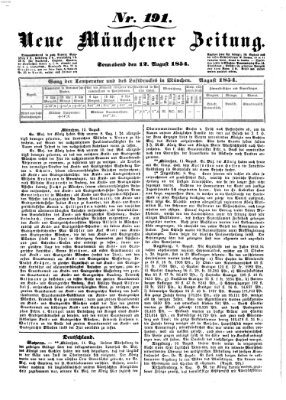 Neue Münchener Zeitung (Süddeutsche Presse) Samstag 12. August 1854