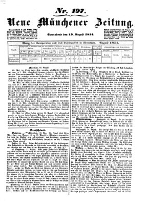 Neue Münchener Zeitung (Süddeutsche Presse) Samstag 19. August 1854