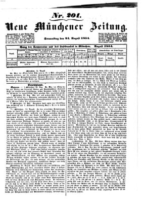 Neue Münchener Zeitung (Süddeutsche Presse) Donnerstag 24. August 1854