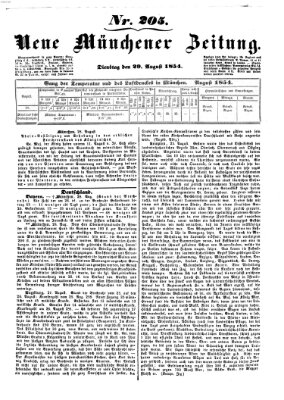 Neue Münchener Zeitung (Süddeutsche Presse) Dienstag 29. August 1854