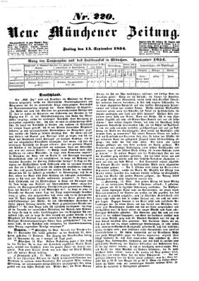 Neue Münchener Zeitung (Süddeutsche Presse) Freitag 15. September 1854