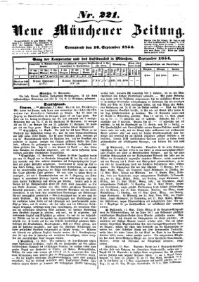 Neue Münchener Zeitung (Süddeutsche Presse) Samstag 16. September 1854