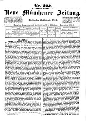 Neue Münchener Zeitung (Süddeutsche Presse) Dienstag 19. September 1854