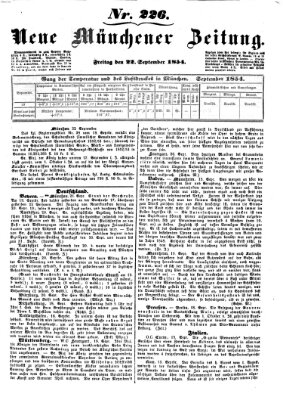 Neue Münchener Zeitung (Süddeutsche Presse) Freitag 22. September 1854