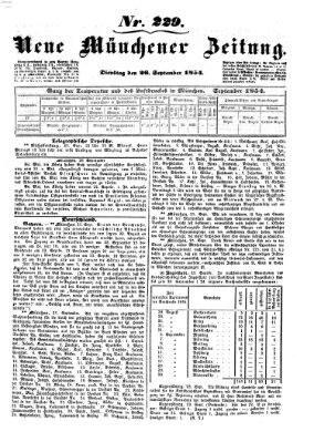 Neue Münchener Zeitung (Süddeutsche Presse) Dienstag 26. September 1854