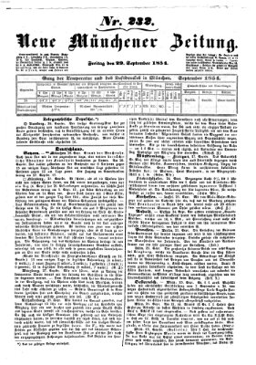 Neue Münchener Zeitung (Süddeutsche Presse) Freitag 29. September 1854