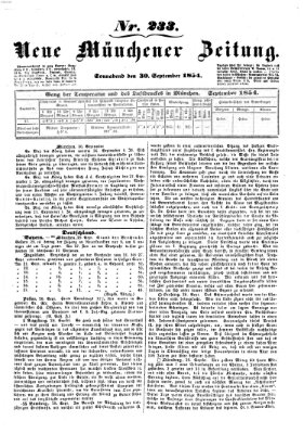 Neue Münchener Zeitung (Süddeutsche Presse) Samstag 30. September 1854