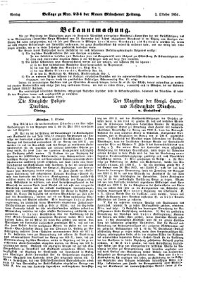 Neue Münchener Zeitung (Süddeutsche Presse) Montag 2. Oktober 1854