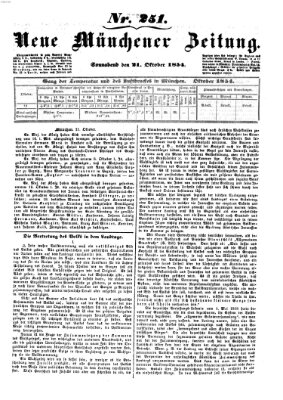 Neue Münchener Zeitung (Süddeutsche Presse) Samstag 21. Oktober 1854