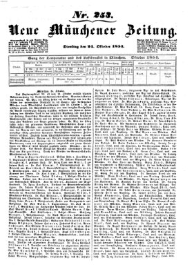 Neue Münchener Zeitung (Süddeutsche Presse) Dienstag 24. Oktober 1854