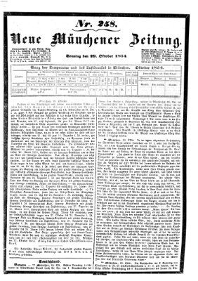 Neue Münchener Zeitung (Süddeutsche Presse) Sonntag 29. Oktober 1854