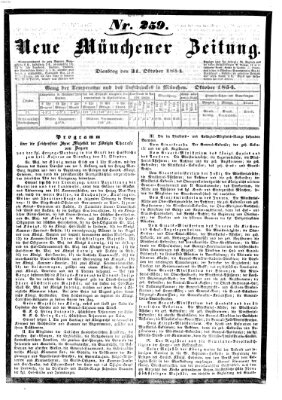 Neue Münchener Zeitung (Süddeutsche Presse) Dienstag 31. Oktober 1854