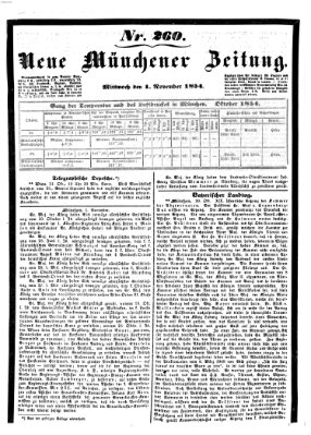 Neue Münchener Zeitung (Süddeutsche Presse) Mittwoch 1. November 1854