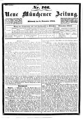 Neue Münchener Zeitung (Süddeutsche Presse) Mittwoch 8. November 1854