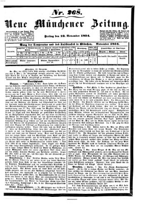 Neue Münchener Zeitung (Süddeutsche Presse) Freitag 10. November 1854