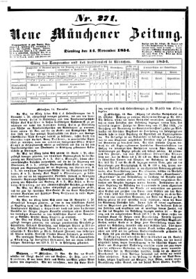 Neue Münchener Zeitung (Süddeutsche Presse) Dienstag 14. November 1854