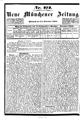 Neue Münchener Zeitung (Süddeutsche Presse) Mittwoch 15. November 1854