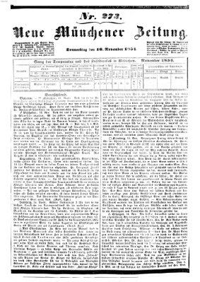 Neue Münchener Zeitung (Süddeutsche Presse) Donnerstag 16. November 1854