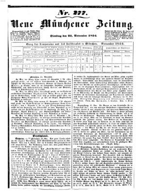 Neue Münchener Zeitung (Süddeutsche Presse) Dienstag 21. November 1854