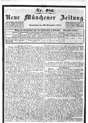 Neue Münchener Zeitung (Süddeutsche Presse) Donnerstag 30. November 1854