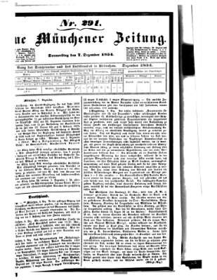 Neue Münchener Zeitung (Süddeutsche Presse) Donnerstag 7. Dezember 1854