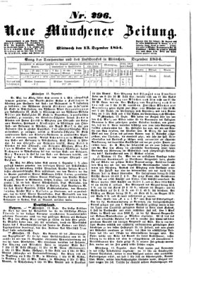 Neue Münchener Zeitung (Süddeutsche Presse) Mittwoch 13. Dezember 1854