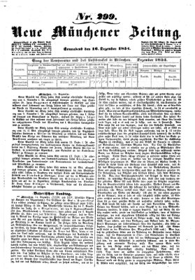 Neue Münchener Zeitung (Süddeutsche Presse) Samstag 16. Dezember 1854