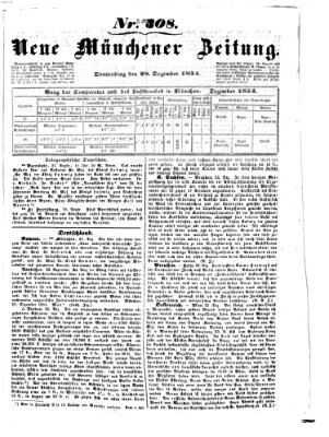 Neue Münchener Zeitung (Süddeutsche Presse) Donnerstag 28. Dezember 1854