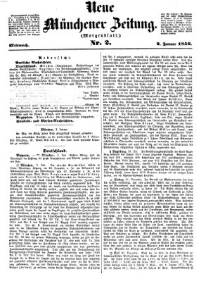 Neue Münchener Zeitung. Morgenblatt (Süddeutsche Presse) Mittwoch 2. Januar 1856