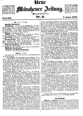 Neue Münchener Zeitung. Morgenblatt (Süddeutsche Presse) Donnerstag 3. Januar 1856