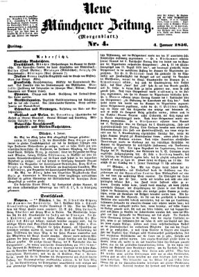 Neue Münchener Zeitung. Morgenblatt (Süddeutsche Presse) Freitag 4. Januar 1856