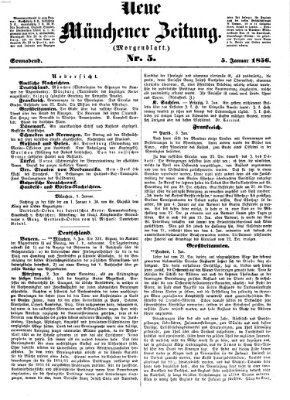 Neue Münchener Zeitung. Morgenblatt (Süddeutsche Presse) Samstag 5. Januar 1856