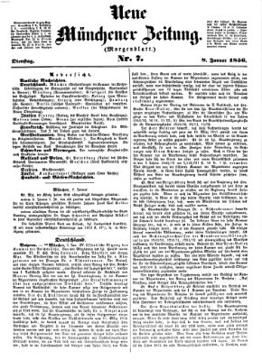 Neue Münchener Zeitung. Morgenblatt (Süddeutsche Presse) Dienstag 8. Januar 1856